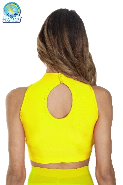 TOP LYCRA SCOLLO AMERICANO GIALLO DANZA DONNA